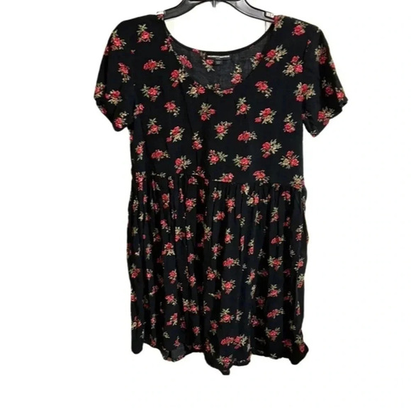 Brandy Melville Black Floral Mini Dress One Size - Picture 1 of 5